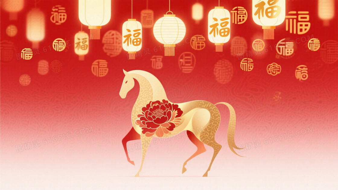 抽象马形新春主题壁纸