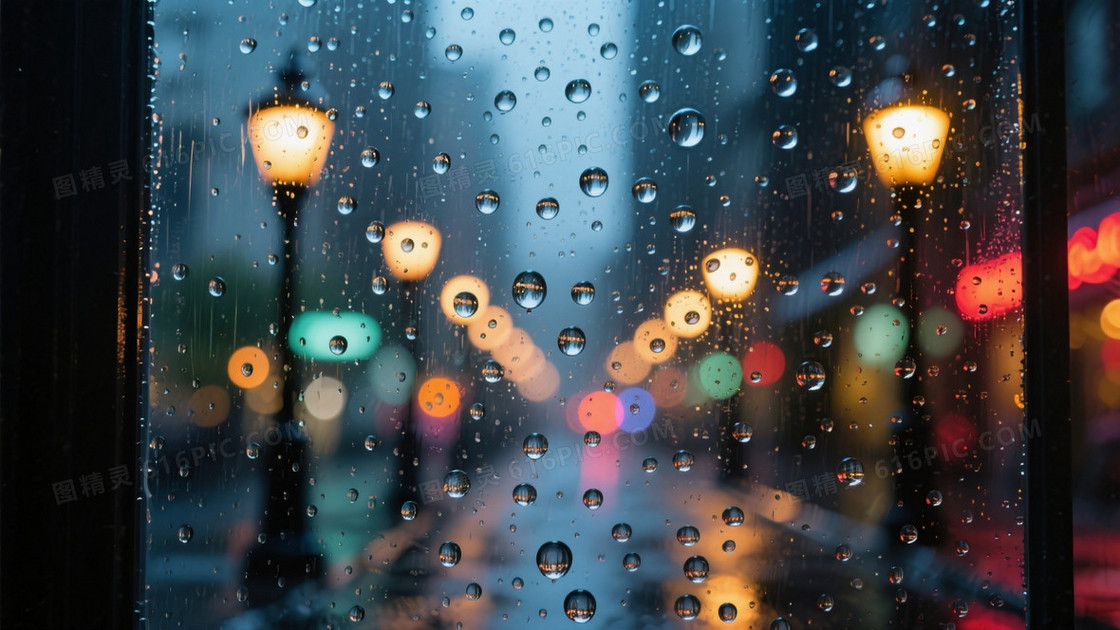 微距摄影雨滴窗景壁纸