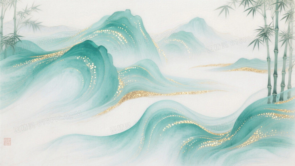 大师级山水画作流体水墨