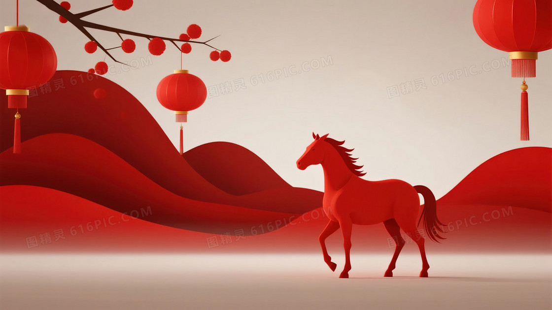 生肖马年喜庆春节背景
