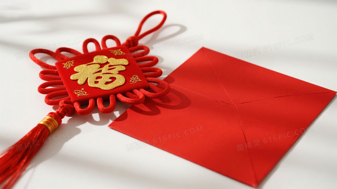 中国结红包简约春节背景图