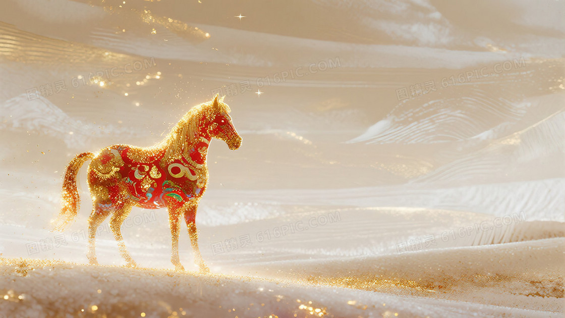 大气简约金光骏马春节背景图