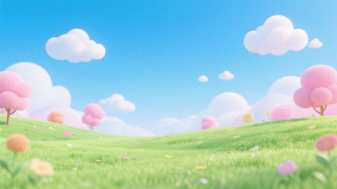 蓝天白云草地场景草地占比70