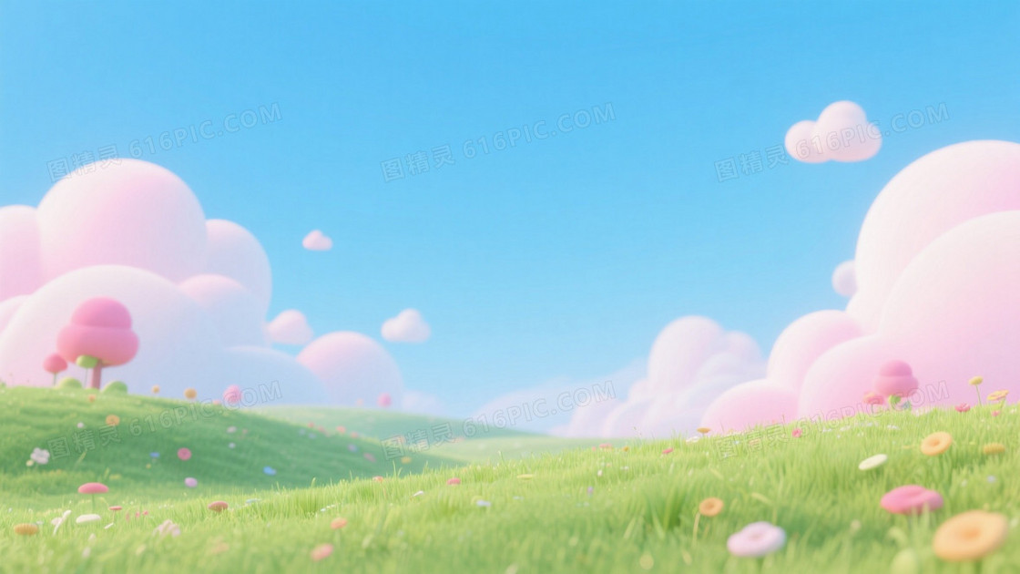 蓝天白云草地场景草地占比70