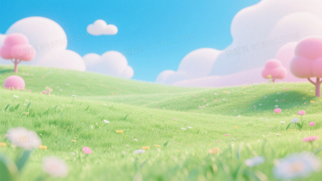 蓝天白云草地场景草地占比70