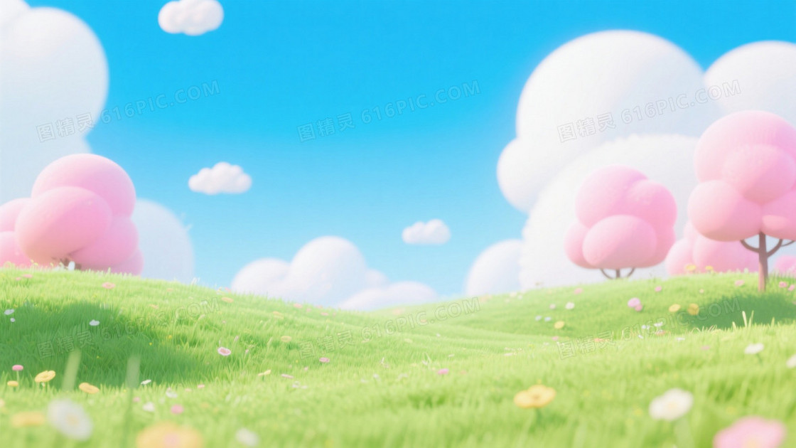 蓝天白云草地场景草地占比70