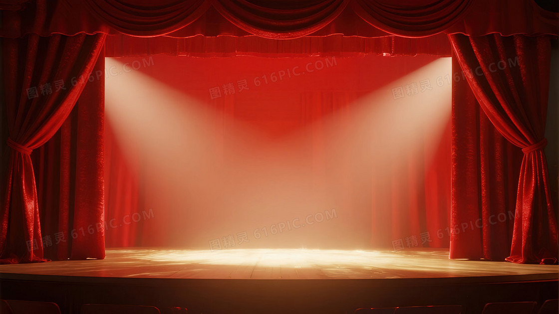 红色舞台幕布背景