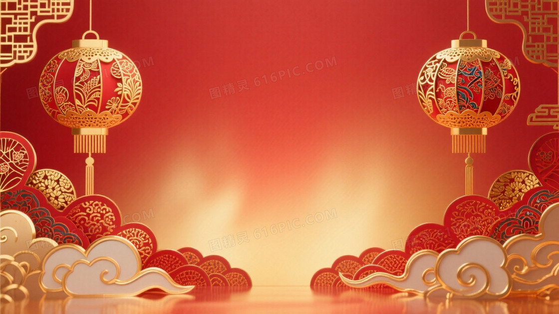 红金渐变中式新年背景