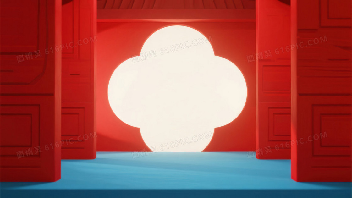 简约红蓝撞色新年喜庆背景