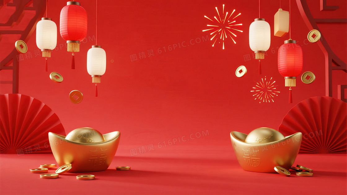 中国新年C4D喜庆背景