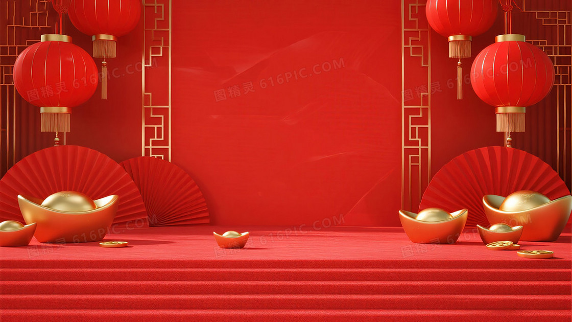 中国新年C4D喜庆背景
