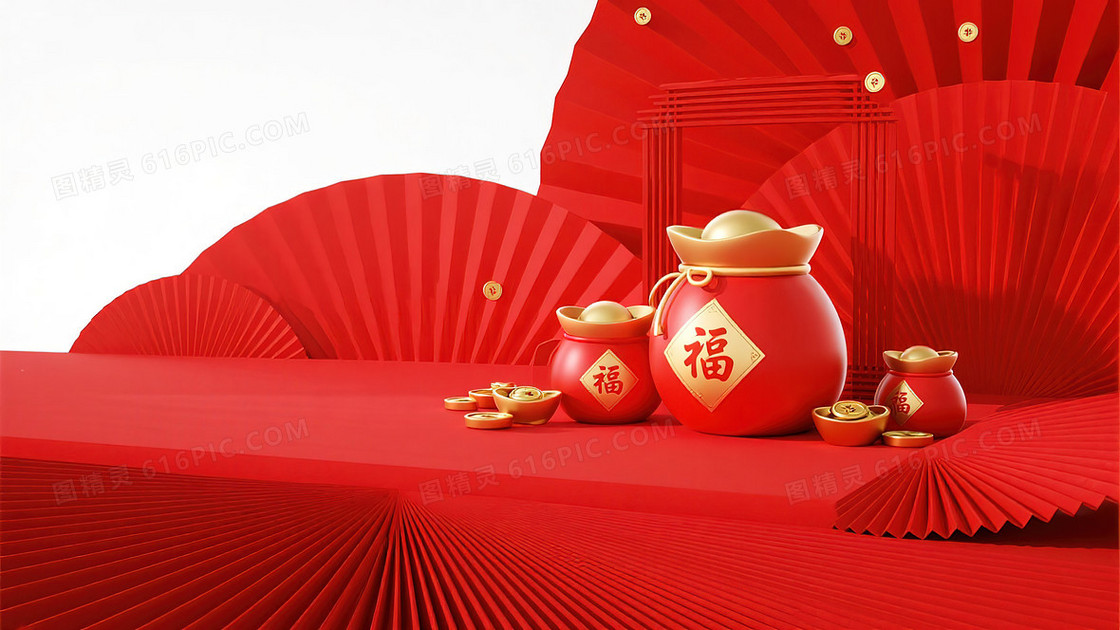 中国新年C4D喜庆背景