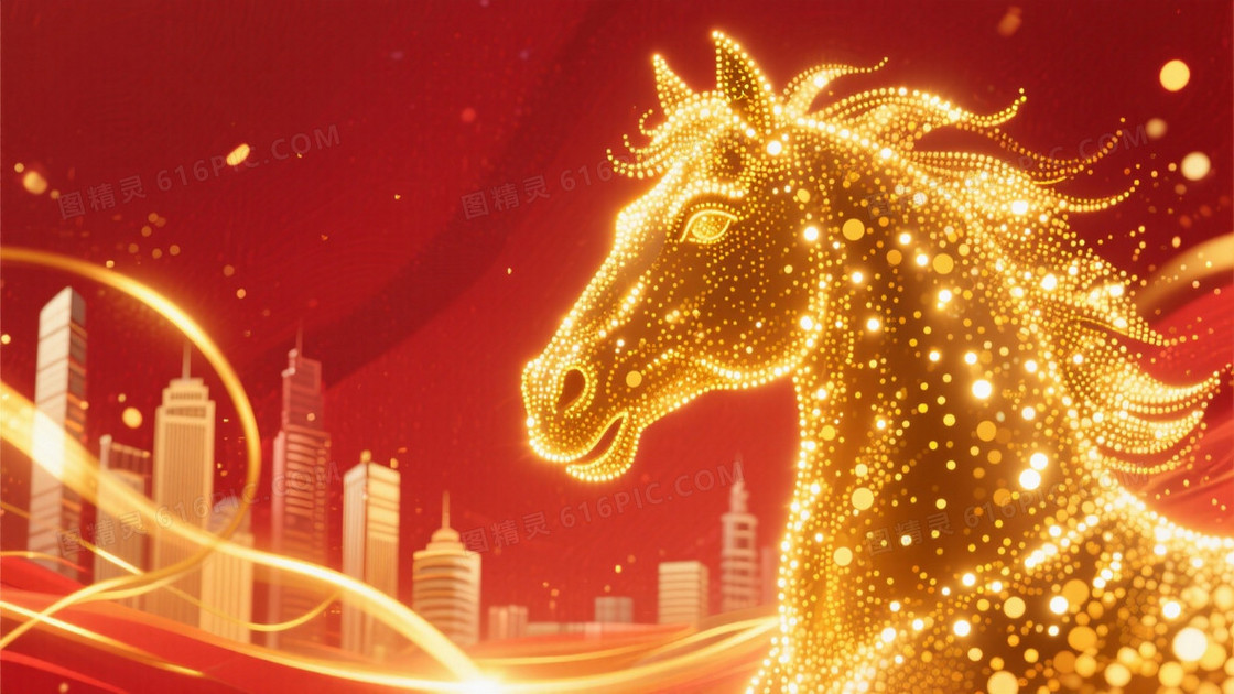 中国新年马年主题插画