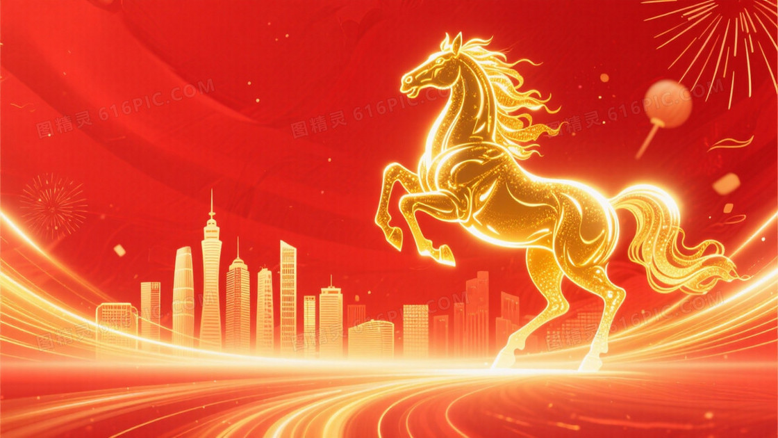 中国新年马年主题插画