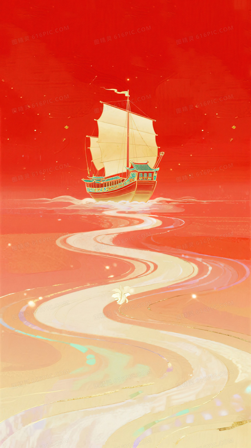 扬帆起航新年喜庆背景