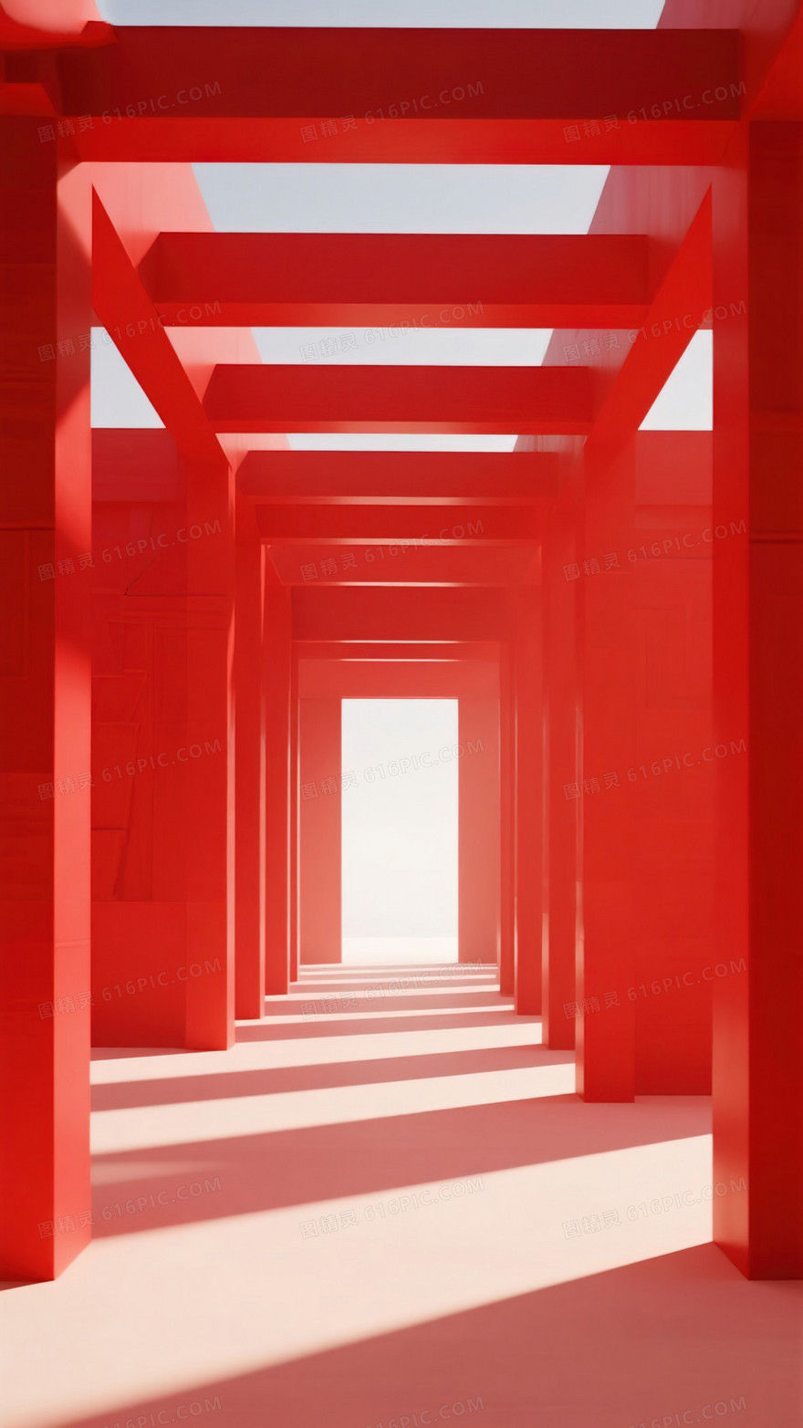 简约红色建筑空间喜庆背景