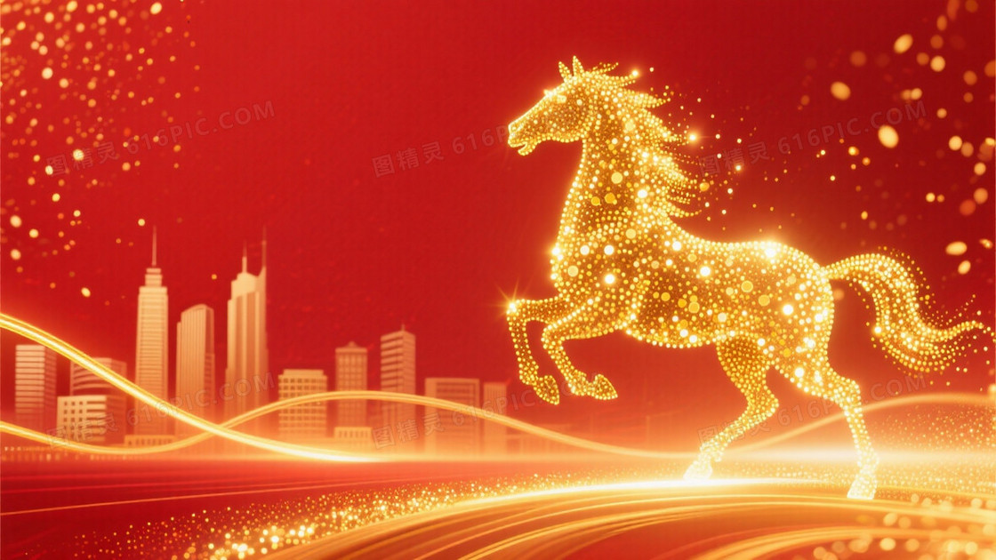 中国新年马年主题插画