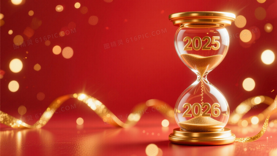 跨年主题右侧是金色沙漏