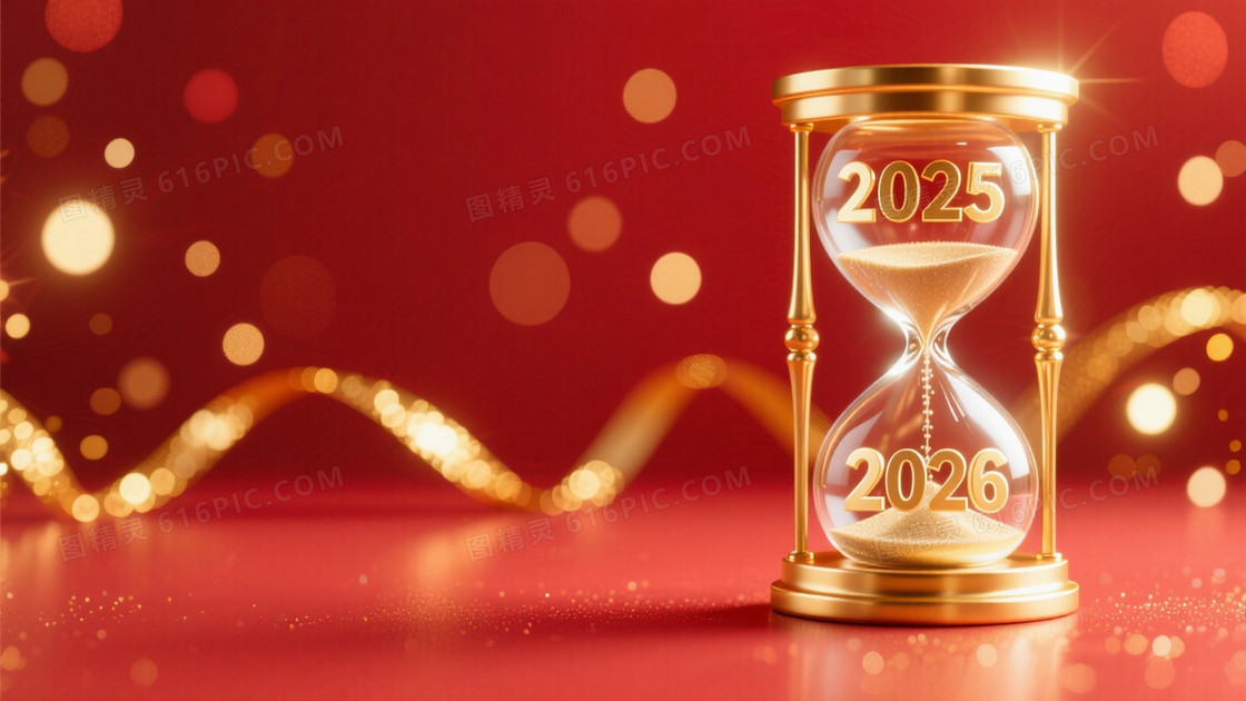 跨年主题右侧是金色沙漏