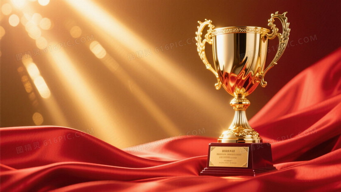 画面左侧是1个巨大的精致的奖杯
