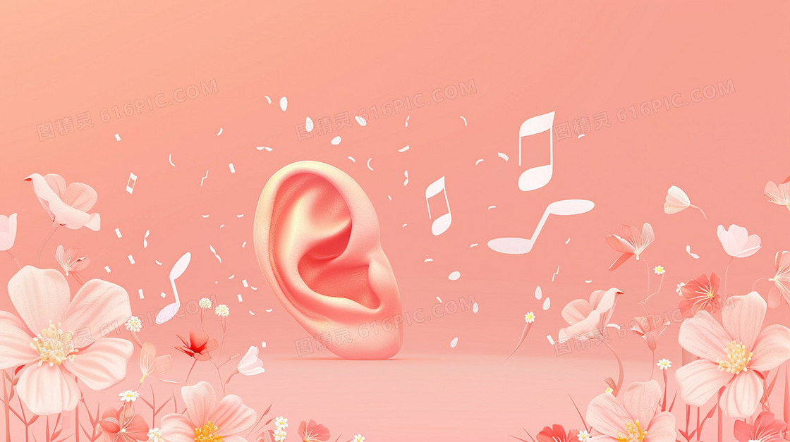耳朵唯美意境创意插画