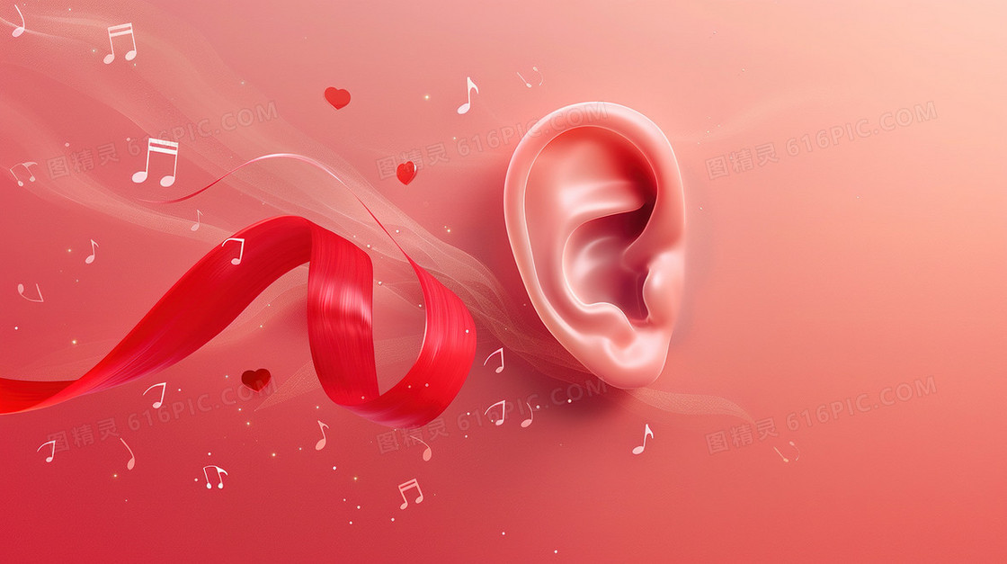 粉色耳朵唯美意境创意插画