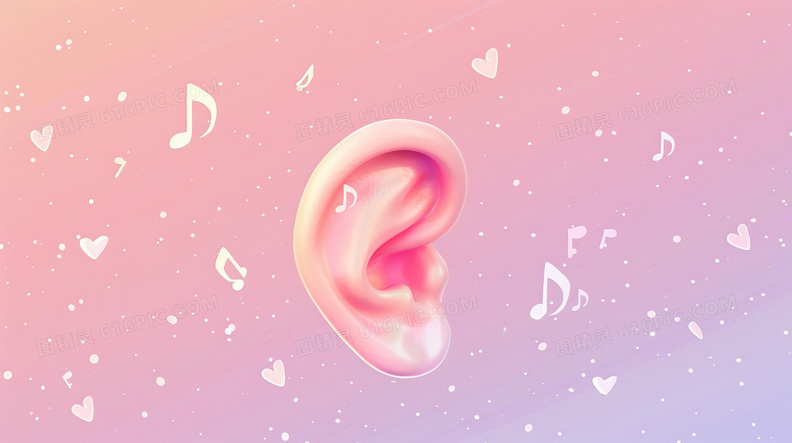 粉色耳朵唯美意境创意插画