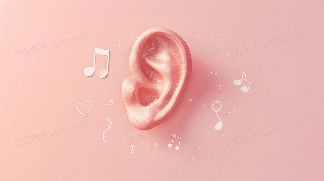 粉色耳朵唯美意境创意插画