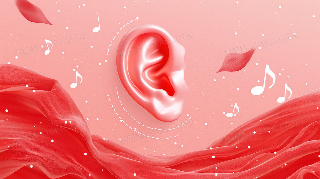 耳朵唯美意境创意插画