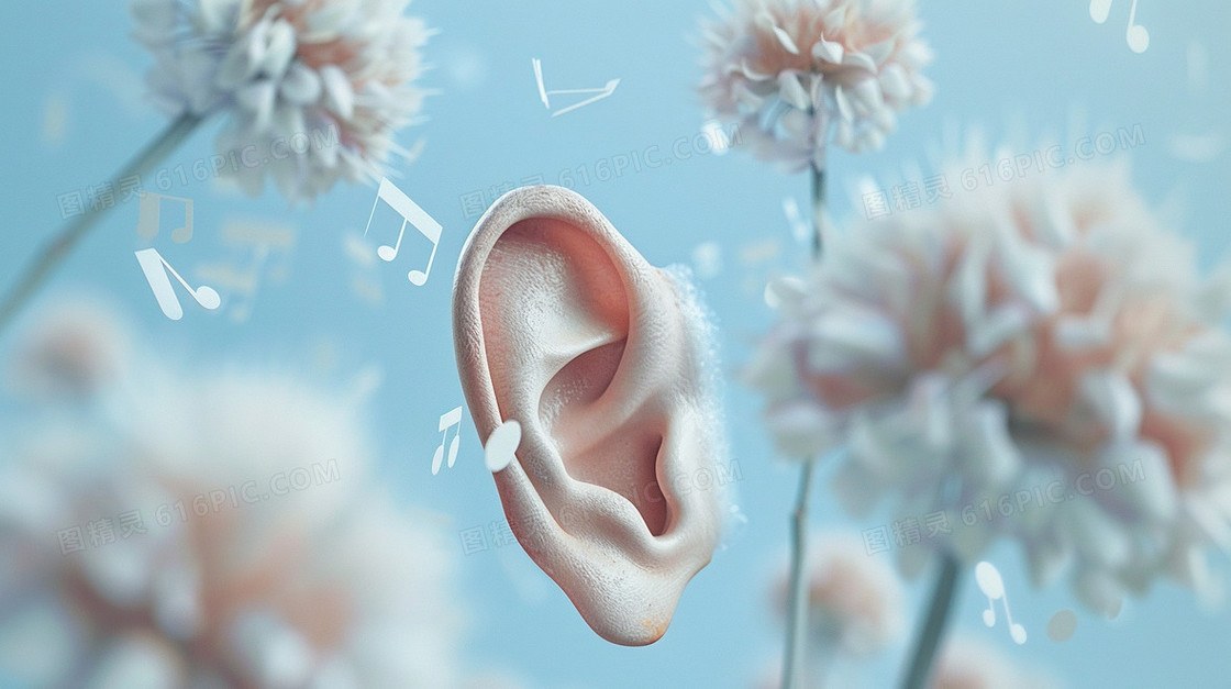 蓝色耳朵唯美意境创意插画
