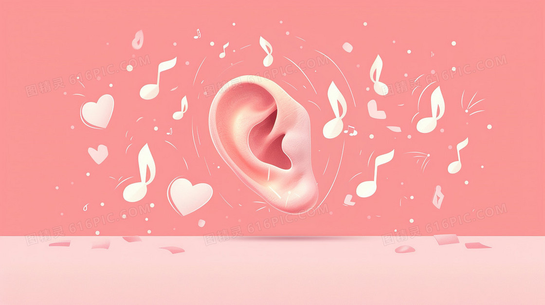 耳朵唯美意境创意插画