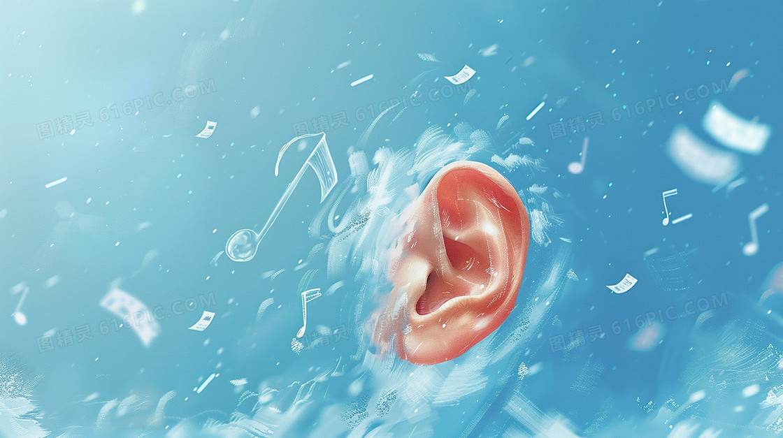 蓝色耳朵唯美意境创意插画