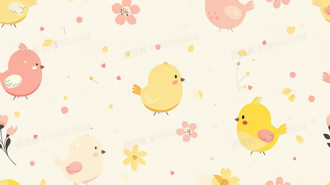 米黄底色的小野花装饰小清新背景