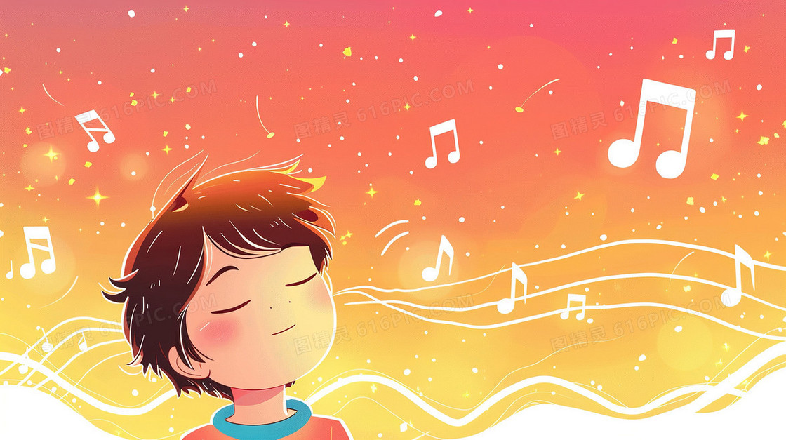 爱耳日听音乐的男孩