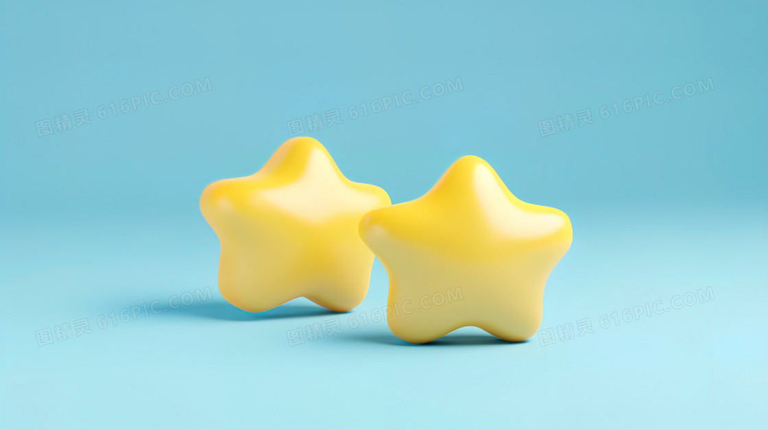 3D黄色笑脸五角星插画