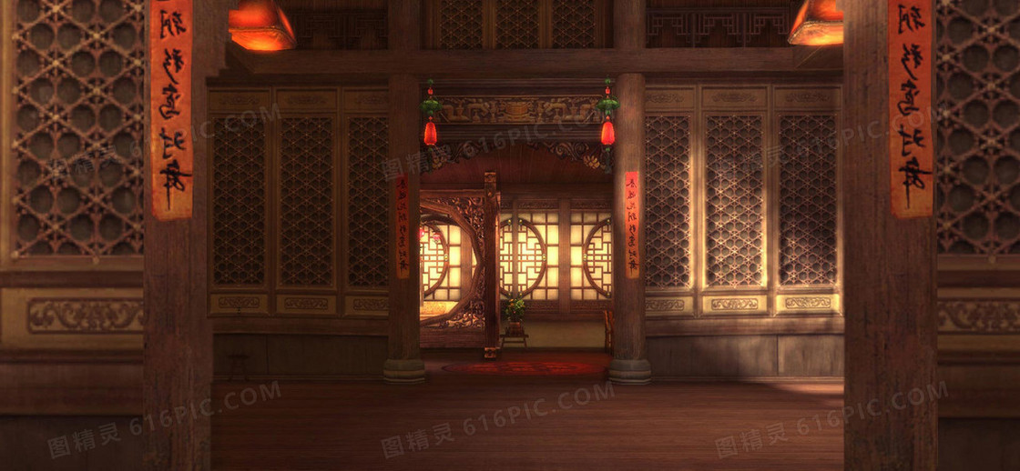 古代房屋背景