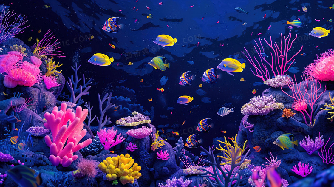 色彩缤纷的海底世界插画