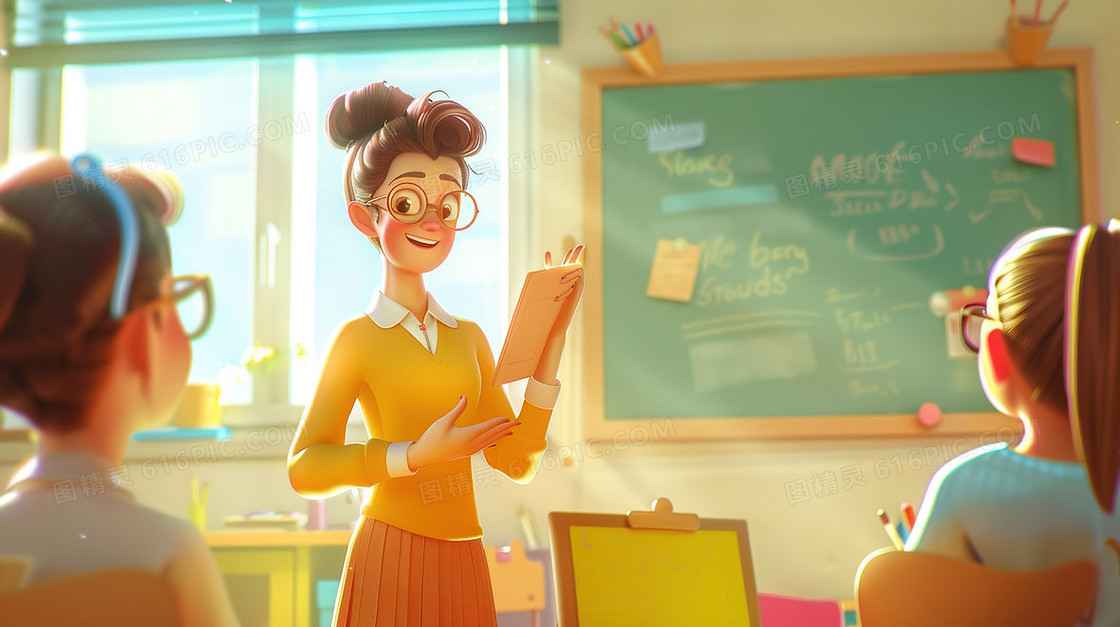 教室里讲课的女老师插画