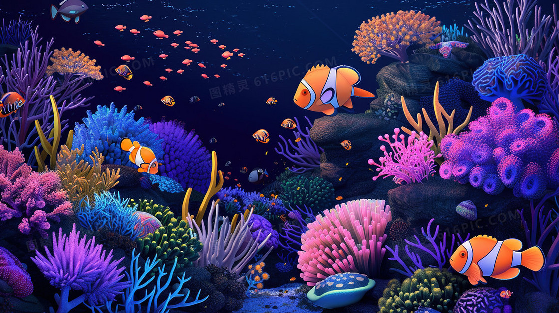 色彩缤纷的海底世界插画