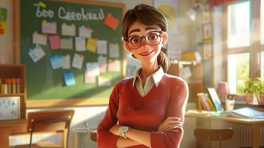 教室里讲课的女老师插画