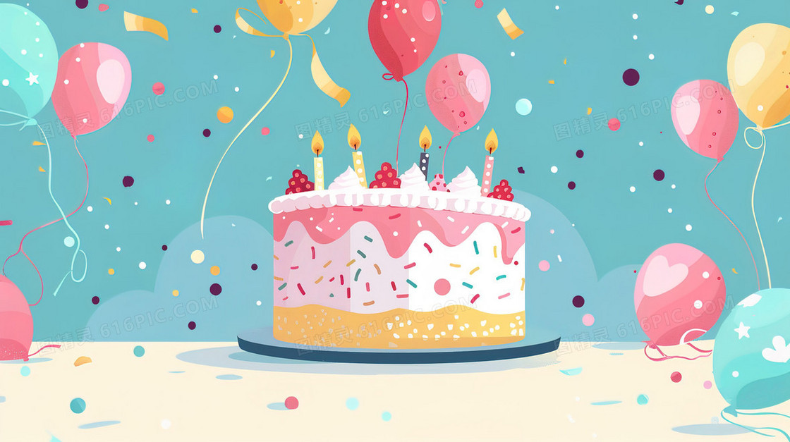 卡通儿童节生日蛋糕插画