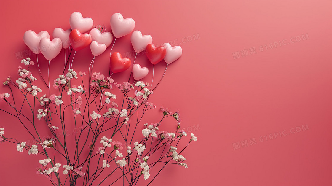 母亲节红色心形装饰插画