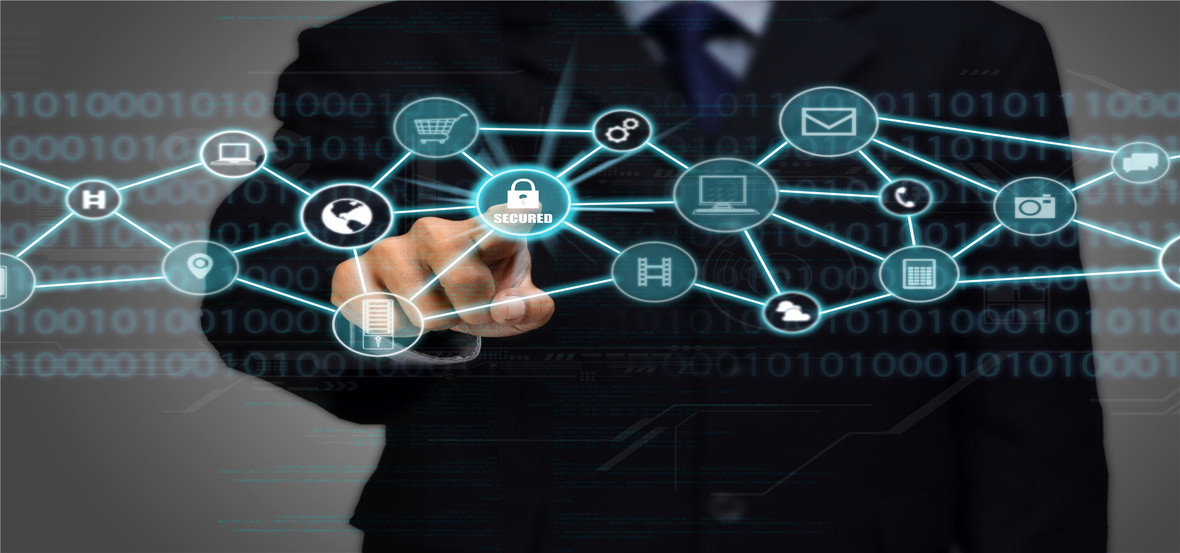 点击图标的科技人背景