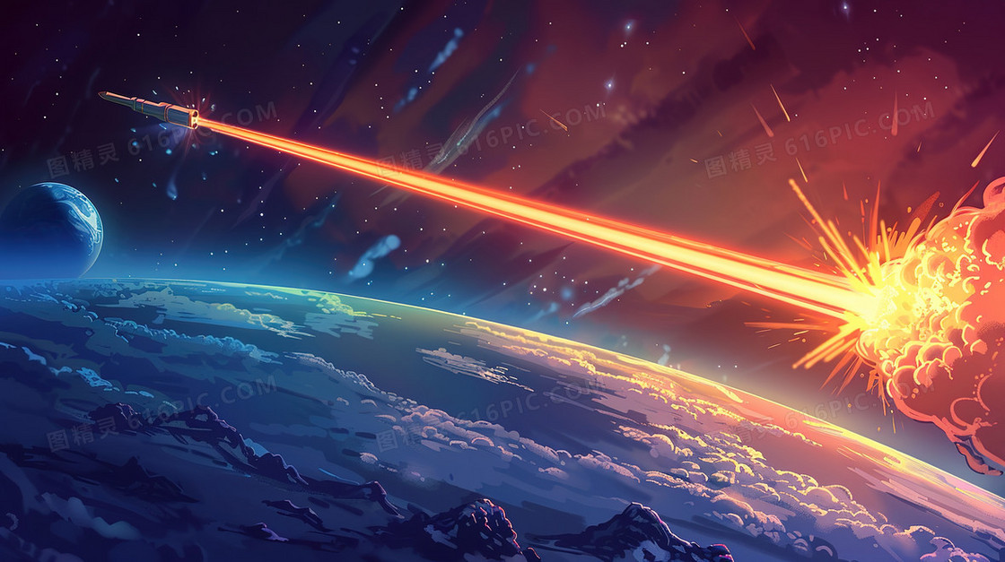 彩色宇宙地球光束插画