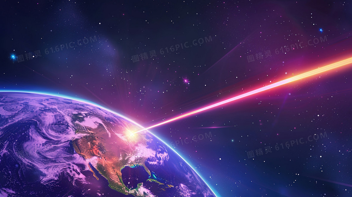 彩色宇宙地球光束插画