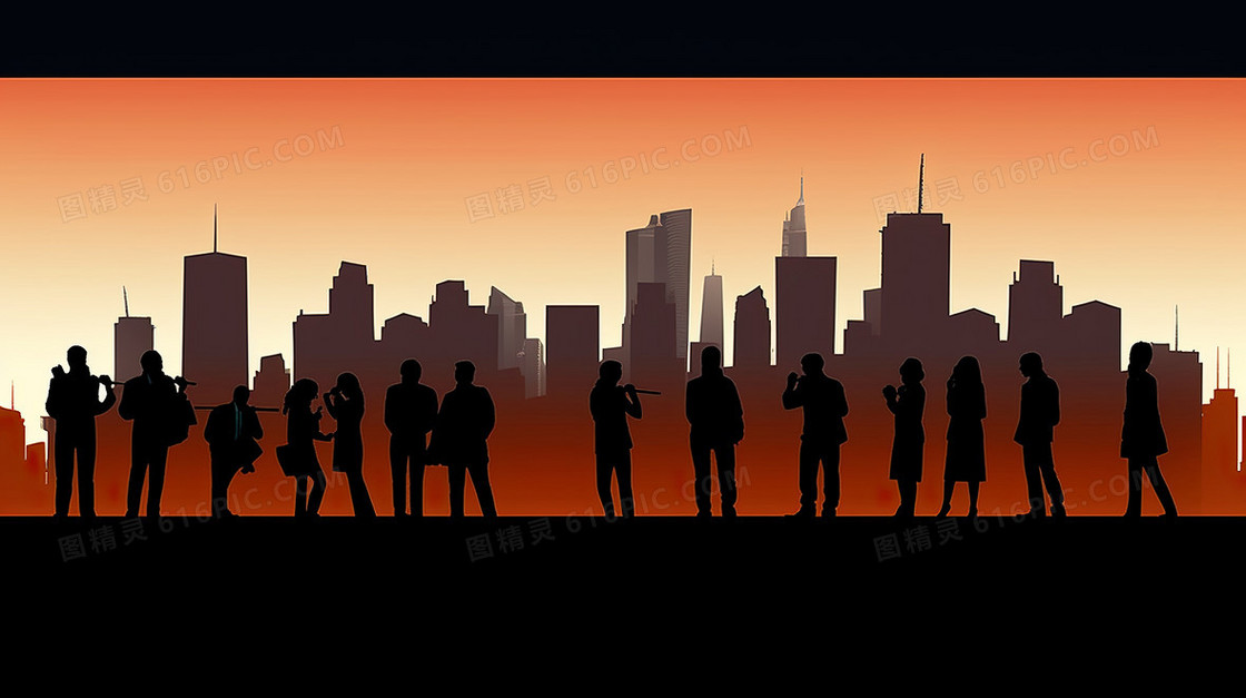 五一劳动节各行各业职业人物剪影插画