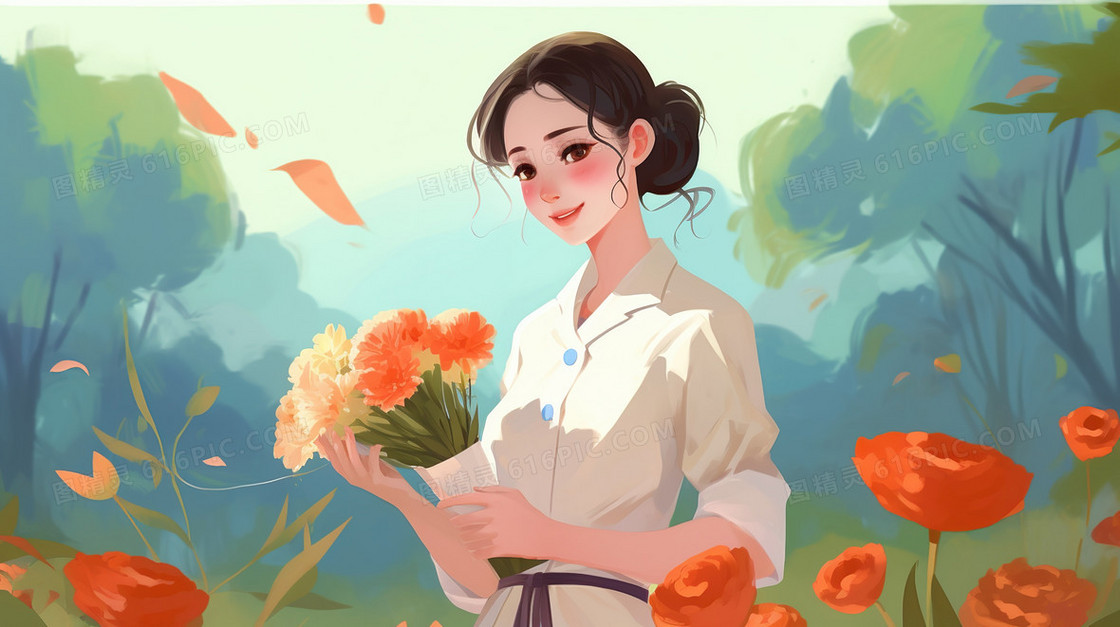 五一劳动节医生护士职业人物插画