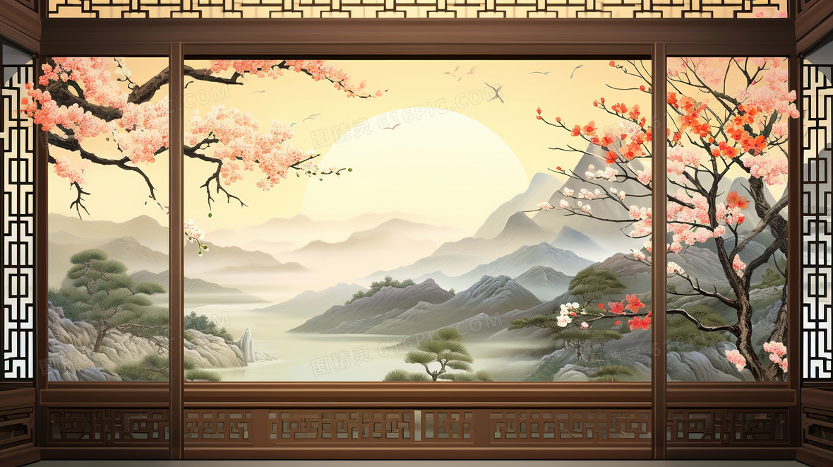 中国风水墨山水风景插画背景图片下载_免费高清中国风水墨山水风景插画背景设计素材_第7页_图精灵