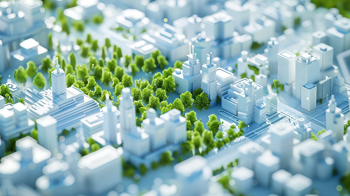 立体城市绿化模型插画