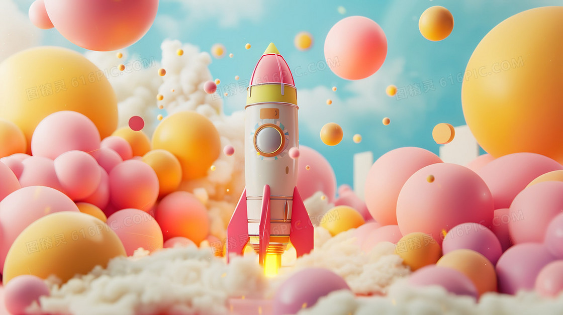 3D航天日星球探索插画